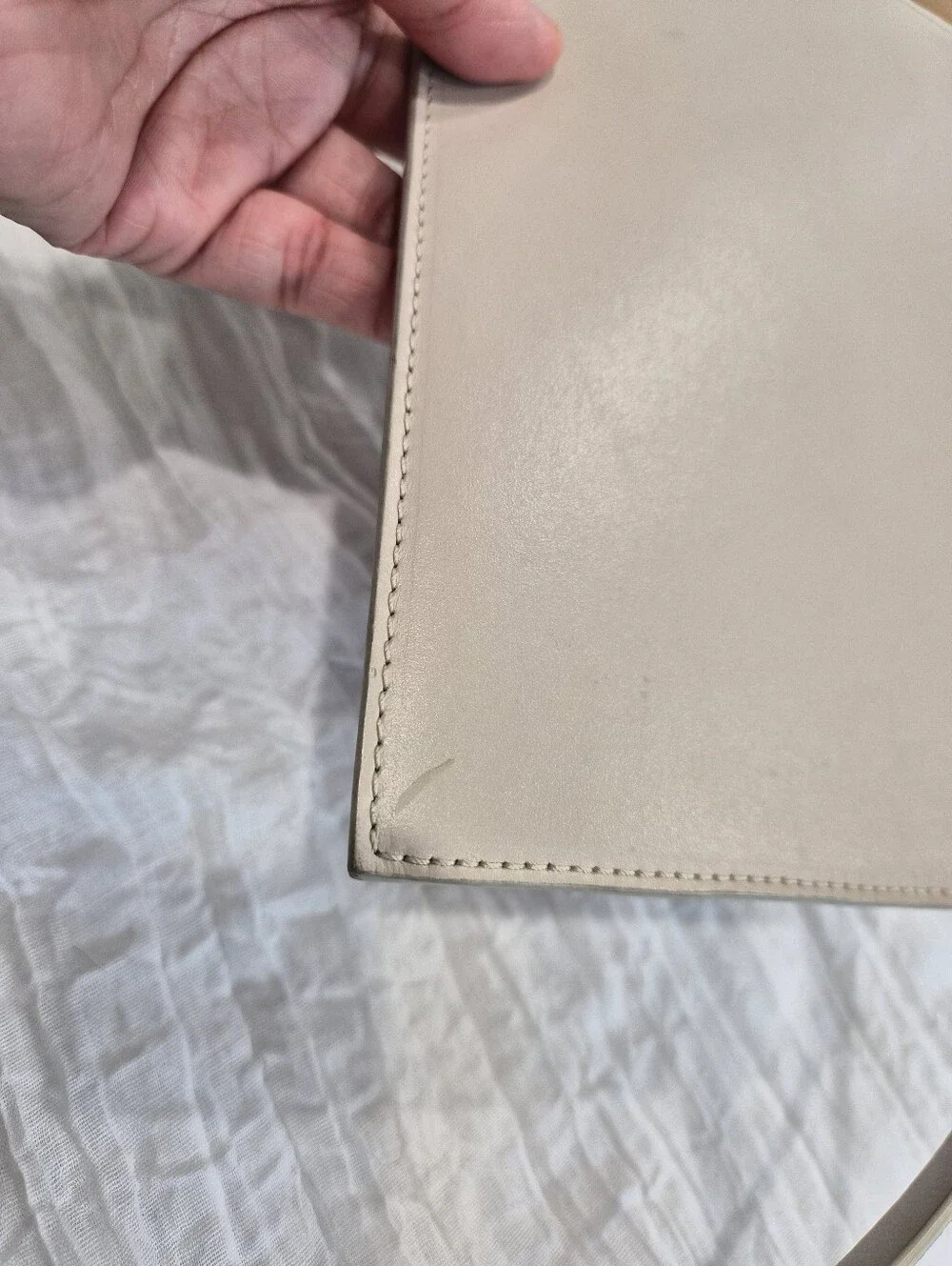 AESTHER EKME Leather Wristlet/Zip Pouch In Cream/Ivory Minimalist Made in Spain‎